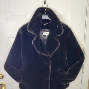 Calvin Klein Women's Dark Brown Teddy Jacket Faux Fur. New Without Tags.
